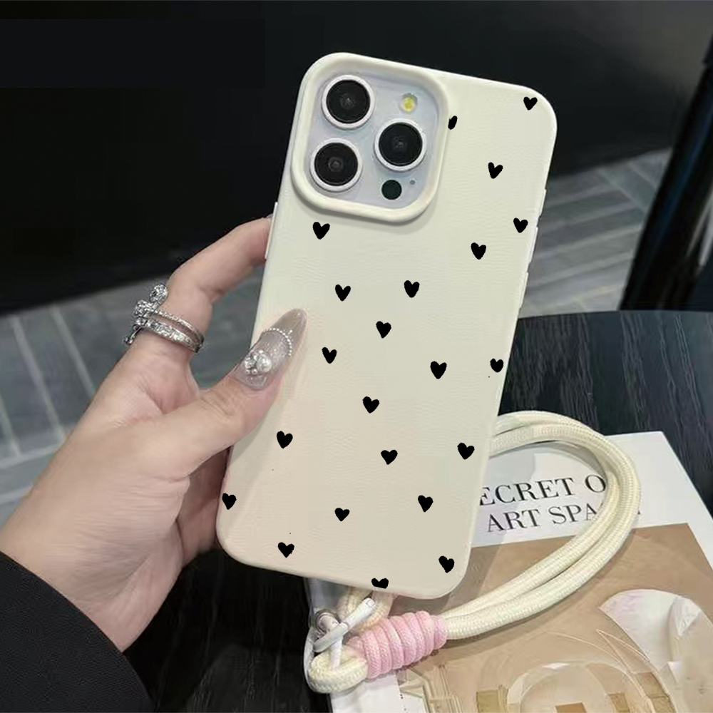 Phone Cases With Straps - Schwarze Herz-Riemen-Handyhülle für iPhone 17 16