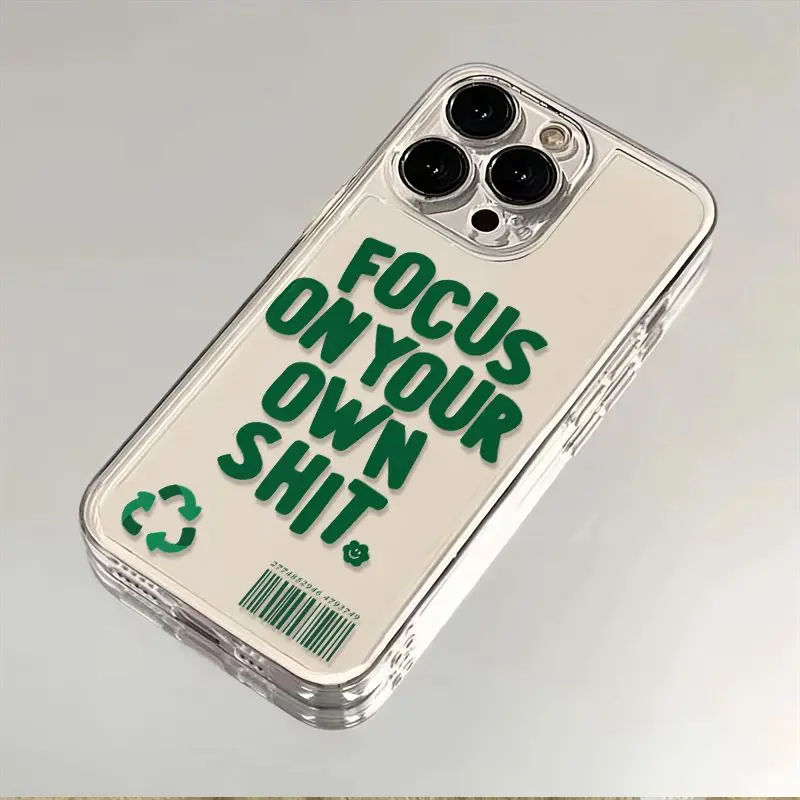 Phone Cases Recycling - Transparente Handyhülle mit kräftigem grünem Slogan