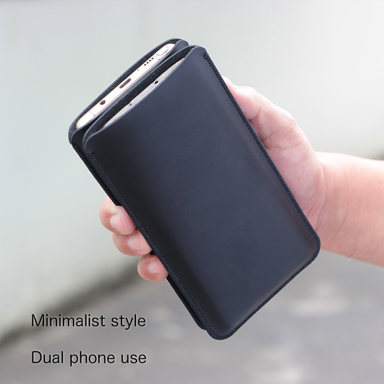 Phone Cases Com - Extrem einfache Doppeltelefon-Schutzhülle aus geradem Leder