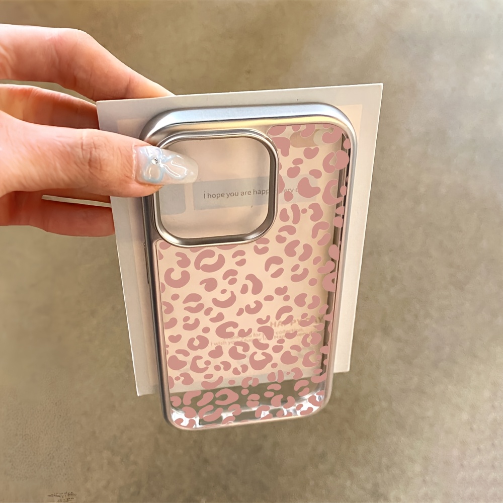 Phone Cases Leopard Print - Rosa Leopardenmuster Galvanisierte Transparente Handyhülle für