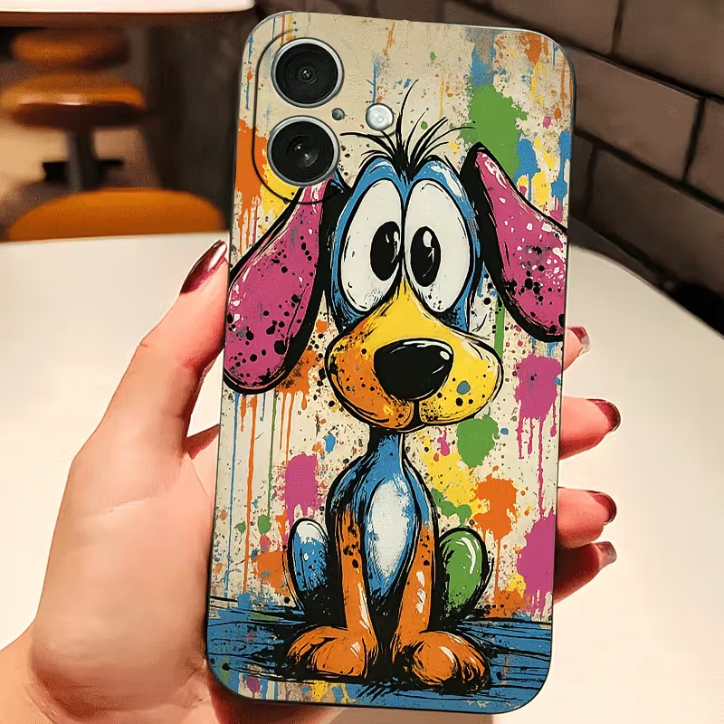 Phone Cases Iphone 15 - Graffiti-Farbige Welpen-TPU-Handyhülle für iPhone 17 16