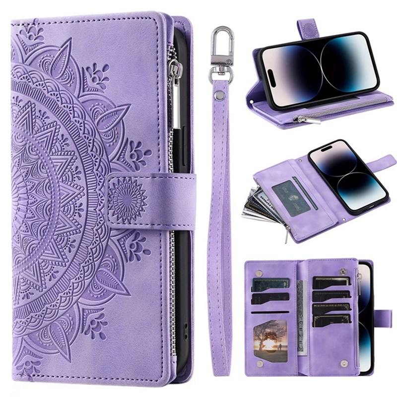 Phone Cases Classy - Luxuriöse Reißverschluss-Brieftaschenhülle für iPhone 14 15