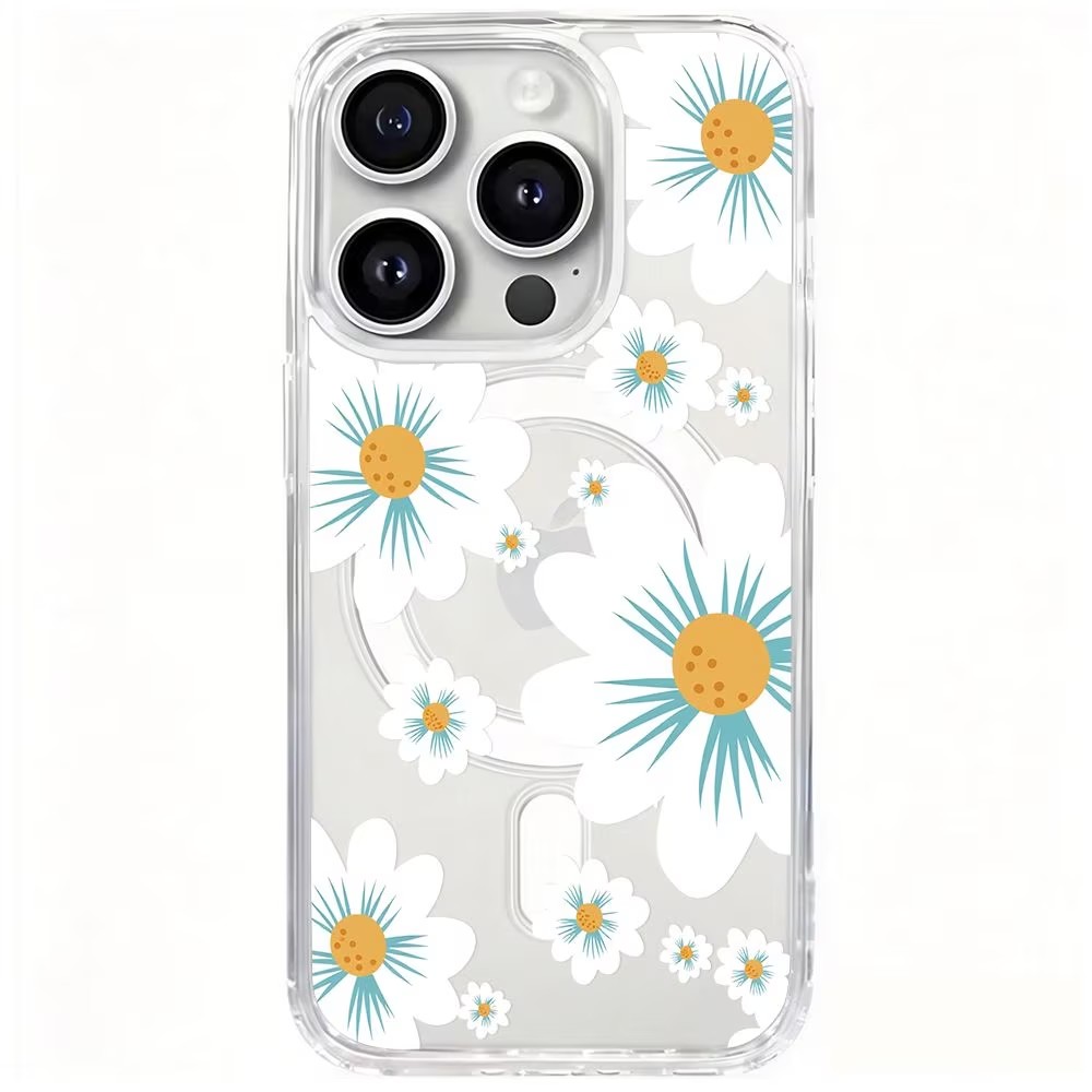 Clear Magsafe Case - Blumendruck Handyhülle für iPhone 17 16