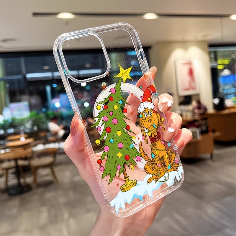 Clear Magsafe Case - Transparente Handyhülle mit Welpen-Weihnachtsthema für iPhone