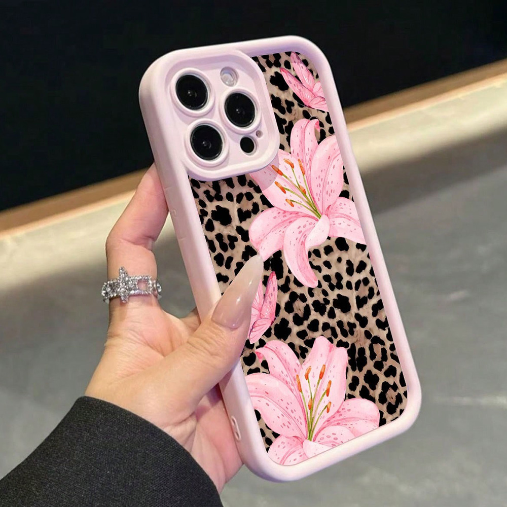 Rosa Schleife Lilie Blume Leop – Phone Cases Leopard Print Bewertung und Preis