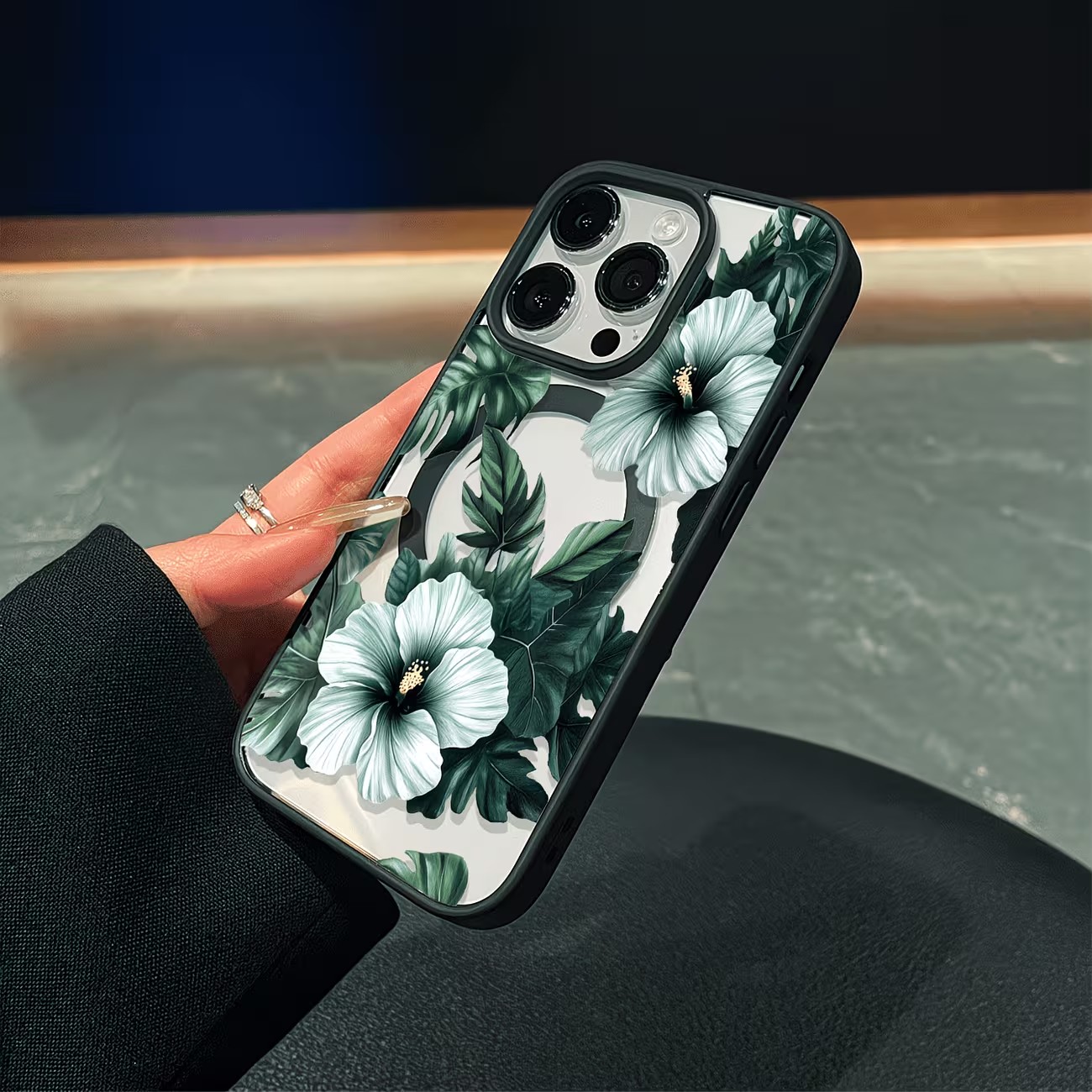 Grüne Blumenmuster Handyhülle  – Clear Magsafe Case Bewertung und Preis