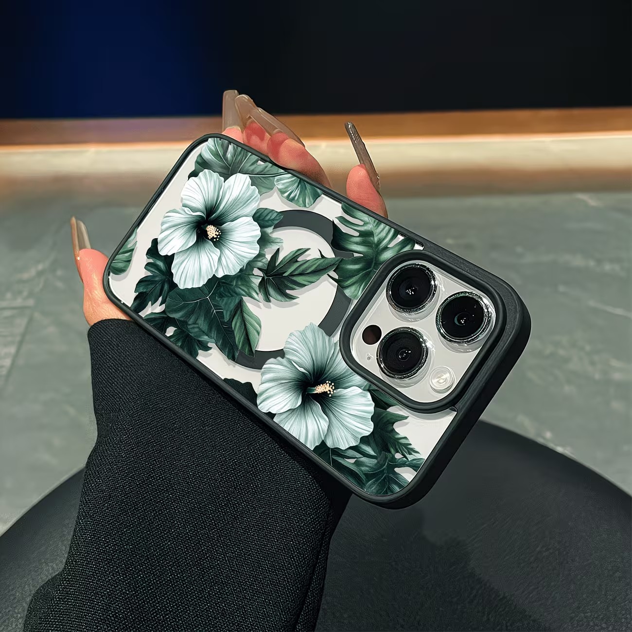 Grüne Blumenmuster Handyhülle  – Clear Magsafe Case Bewertung und Preis